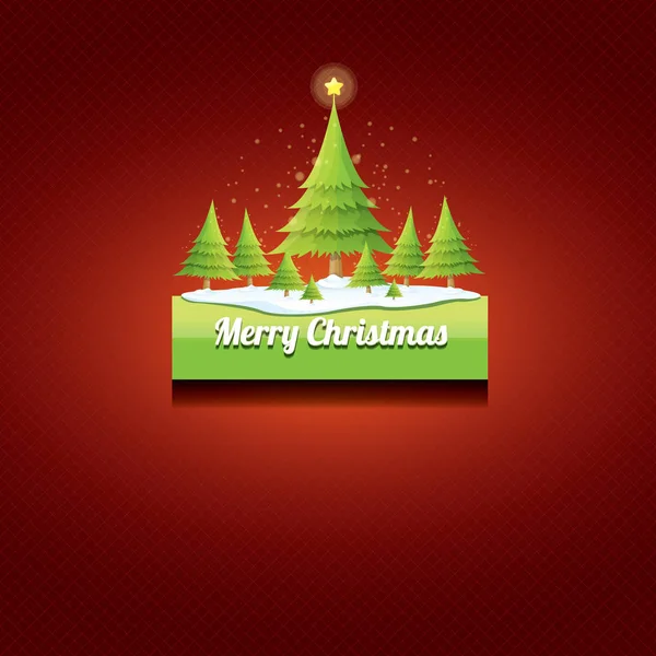 Bouton vert vecteur de Noël avec arbre de Noël — Image vectorielle