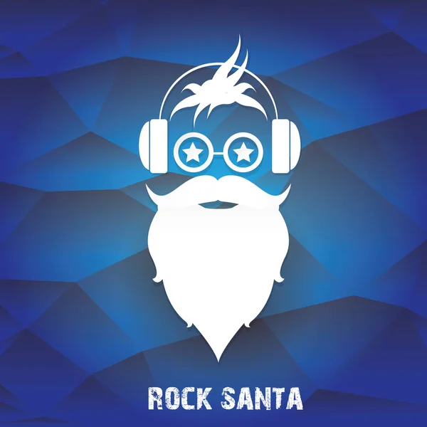 Vector Christmas hipster santa claus greeting card - Stok Vektor