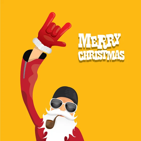 Vector motorista santa claus con pipa humeante . — Vector de stock