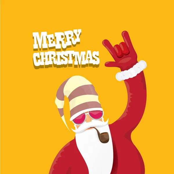 Vector motorista santa claus con pipa humeante . — Vector de stock