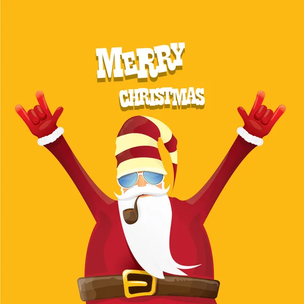 Vector motorista santa claus con pipa humeante . — Vector de stock