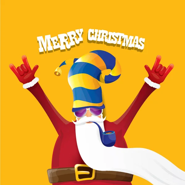 Vector motorista santa claus con pipa humeante . — Vector de stock