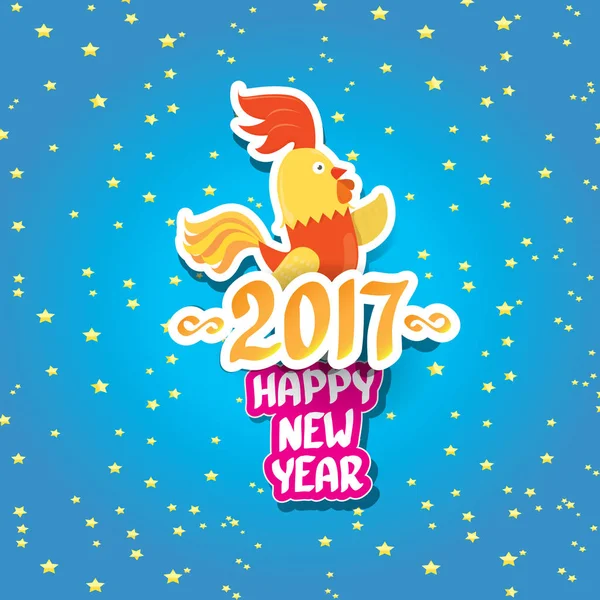 Vektor új évet 2017 vicces rajzfilm-kakas — Stock Vector