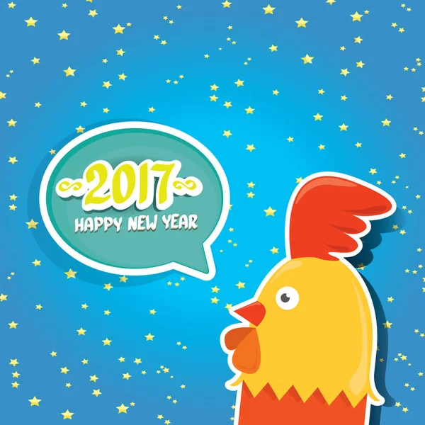 Vector nuevo año 2017 con dibujos animados divertido gallo — Archivo Imágenes Vectoriales