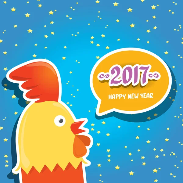 Vector nuevo año 2017 con dibujos animados divertido gallo — Archivo Imágenes Vectoriales