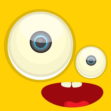 turuncu vektör komik canavar yüz.