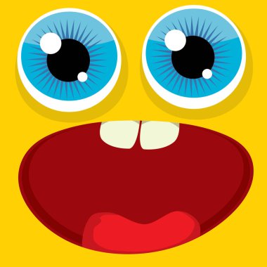 turuncu vektör komik canavar yüz.