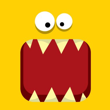 turuncu vektör komik canavar yüz.