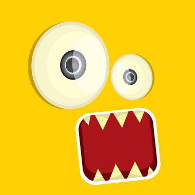 turuncu vektör komik canavar yüz.