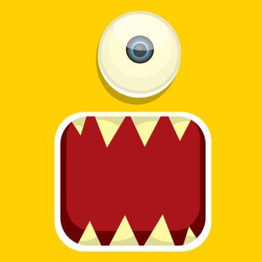 turuncu vektör komik canavar yüz.