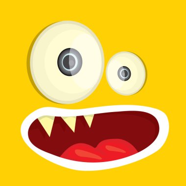 turuncu vektör komik canavar yüz.