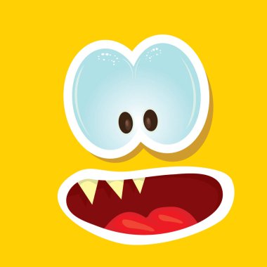 turuncu vektör komik canavar yüz.