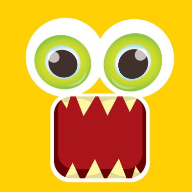 turuncu vektör komik canavar yüz.