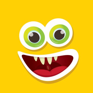 turuncu vektör komik canavar yüz.