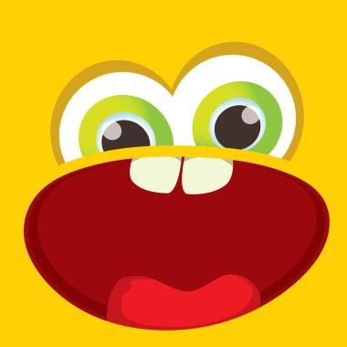 turuncu vektör komik canavar yüz.