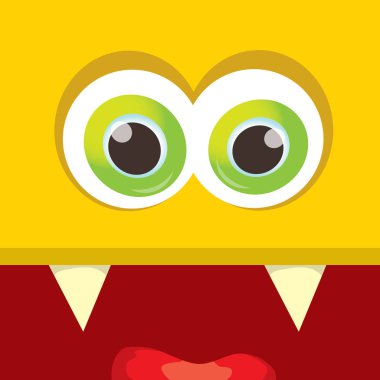 turuncu vektör komik canavar yüz.