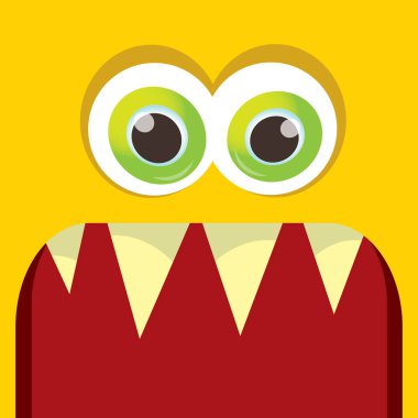 turuncu vektör komik canavar yüz.