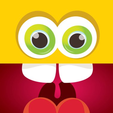 turuncu vektör komik canavar yüz.