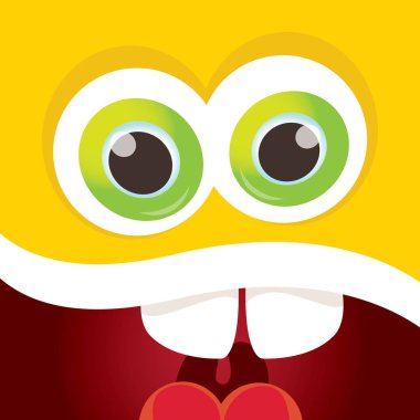 turuncu vektör komik canavar yüz.