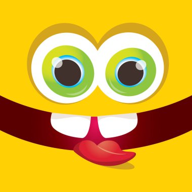 turuncu vektör komik canavar yüz.