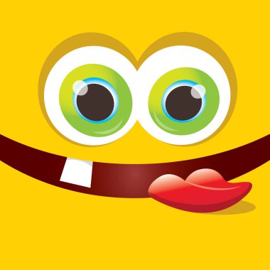 turuncu vektör komik canavar yüz.