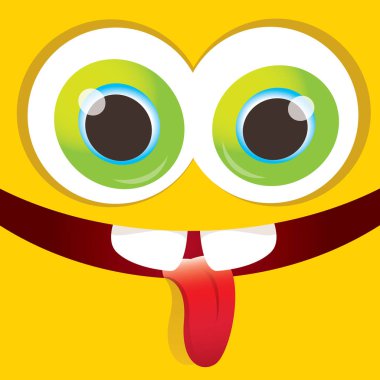 turuncu vektör komik canavar yüz.