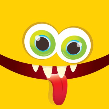 turuncu vektör komik canavar yüz.