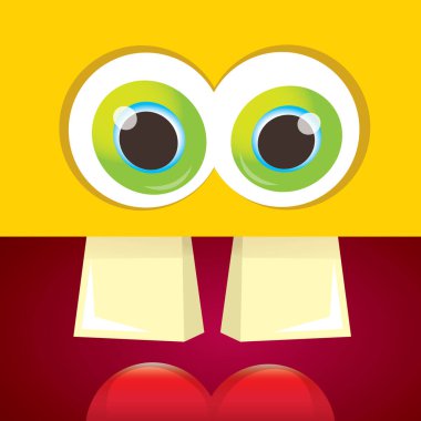 turuncu vektör komik canavar yüz.