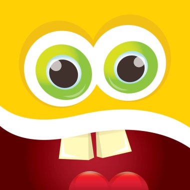 turuncu vektör komik canavar yüz.