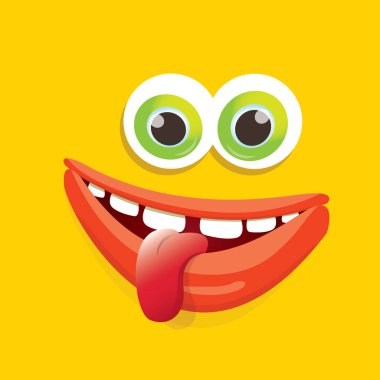 turuncu vektör komik canavar yüz.