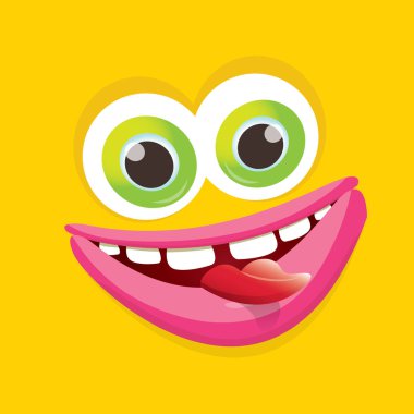 turuncu vektör komik canavar yüz.