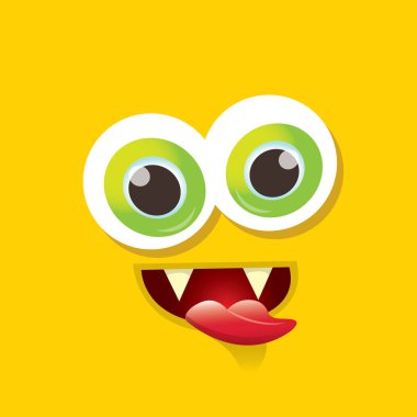 turuncu vektör komik canavar yüz.