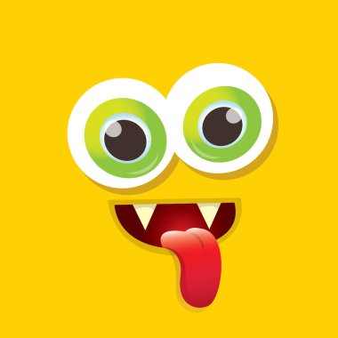 turuncu vektör komik canavar yüz.