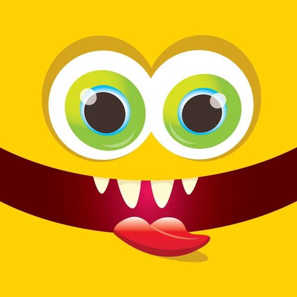 Vector orange funny monster face. — Stock Vector