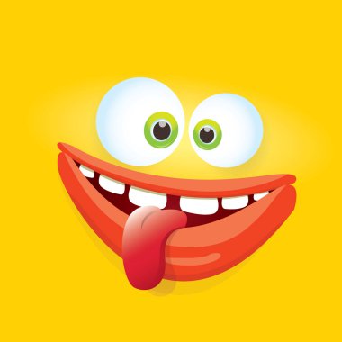 turuncu vektör komik komik canavar yüz.