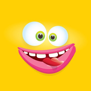 turuncu vektör komik komik canavar yüz.