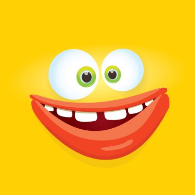 turuncu vektör komik komik canavar yüz.