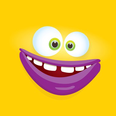 turuncu vektör komik komik canavar yüz.