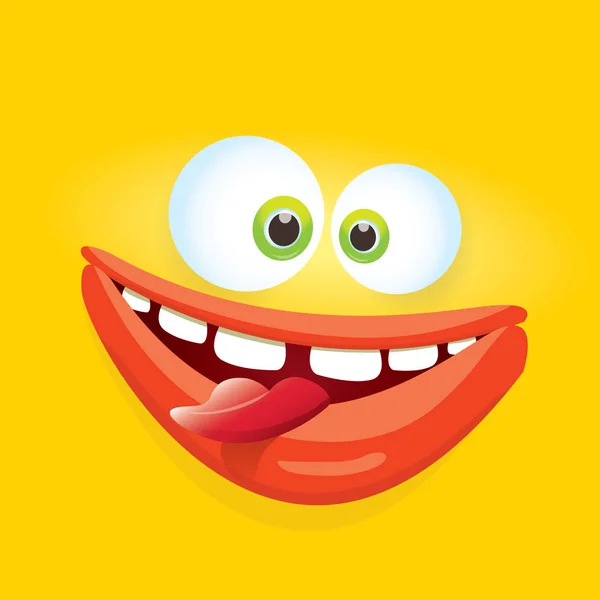 Vector orange funny comic monster face. — Stock Vector