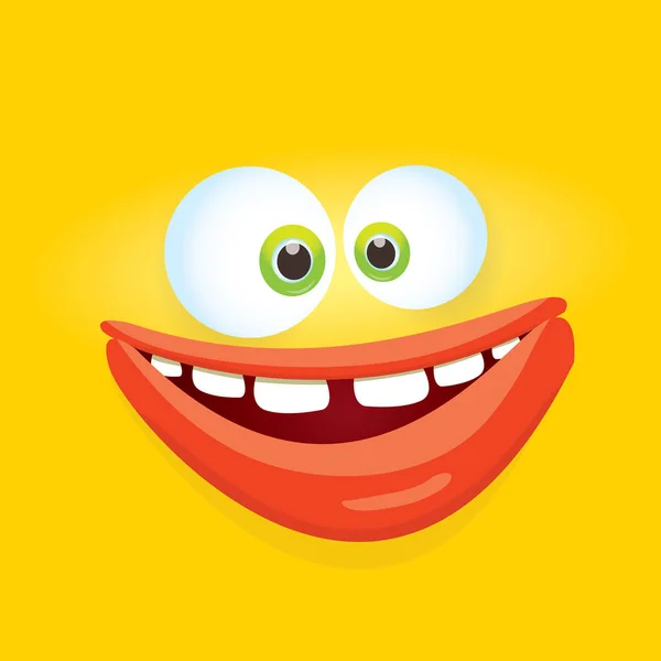 Vector orange funny comic monster face. — Stock Vector