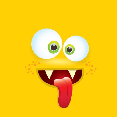 turuncu vektör komik komik canavar yüz.