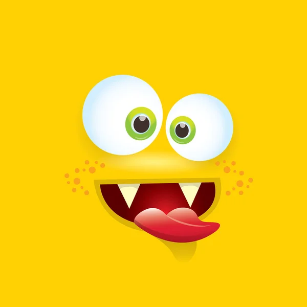 Vector oranje grappige komische monster gezicht. — Stockvector