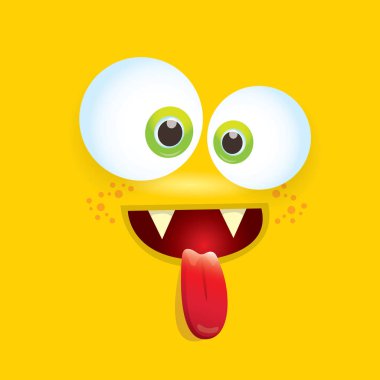 turuncu vektör komik komik canavar yüz.