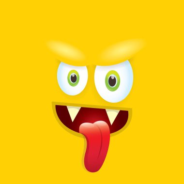 turuncu vektör komik komik canavar yüz.