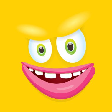 turuncu vektör komik komik canavar yüz.