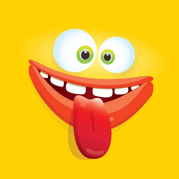 Vector oranje grappige komische monster gezicht. — Stockvector
