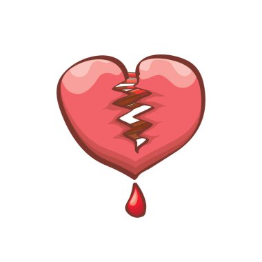 vektör karikatür tarzı kırmızı kırık kalp