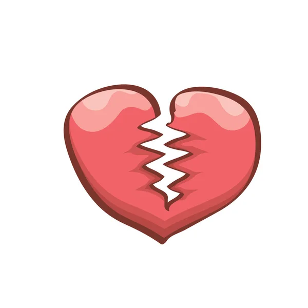 Vektor tecknad stil röda brutna hjärtat — Stock vektor