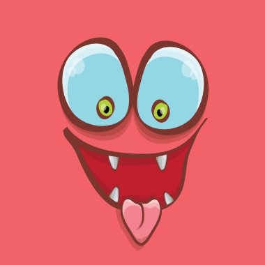 vektör pembe elle çizilmiş komik canavar yüz.