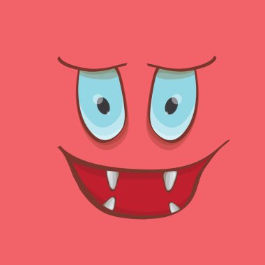 vektör pembe elle çizilmiş komik canavar yüz.